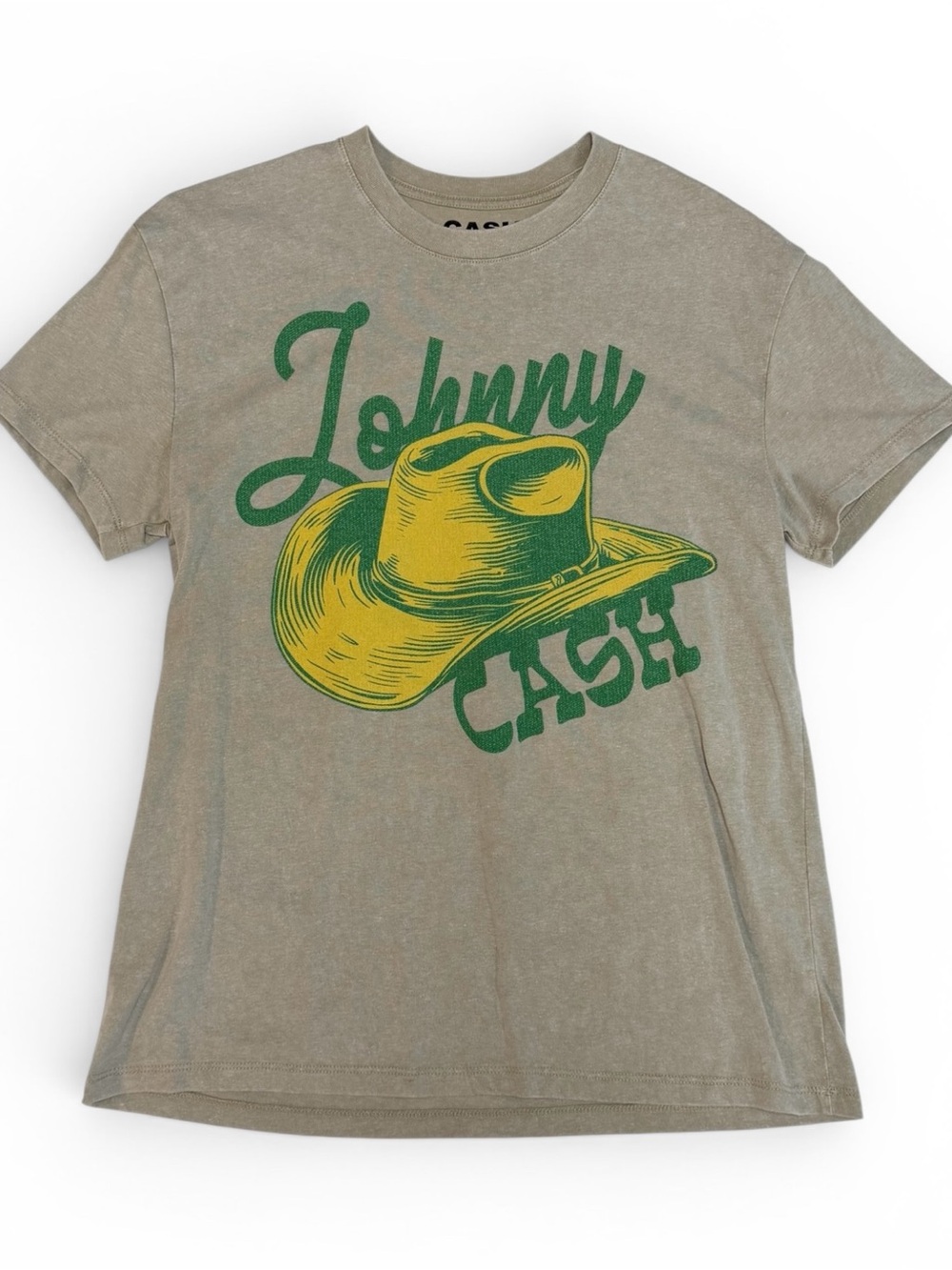 Graphic Tee - Olive Green Johnny Cash Cowboy Hat Print